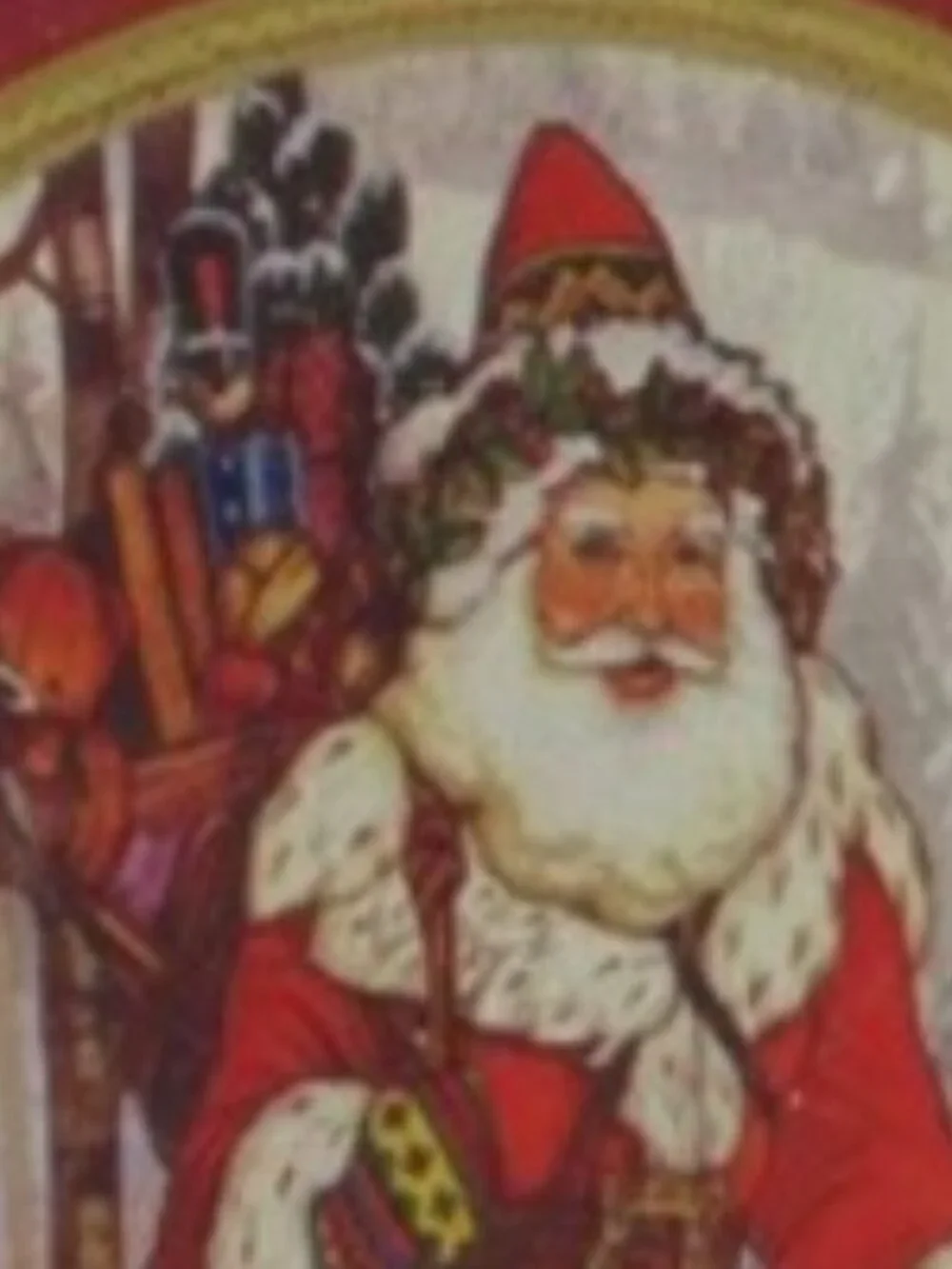 Vintage Grandfather Christmas Metal Tin – Woodland Santa Holiday Storage
